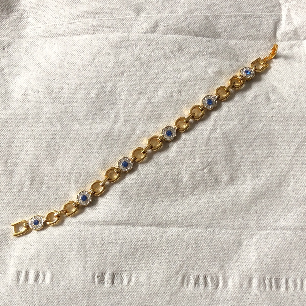 Elegant Gold Bracelet with Blue Accents